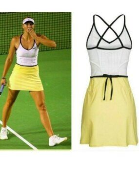 NWT NIKE Maria Sharapova Tennis Dress w/ Bra Skirt yellow white M Medium